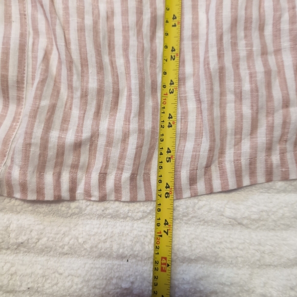 Gap NWT Linen Dress Size XL Pink White Stripe Summer Smocked Buttoned Strappy - Picture 8 of 10